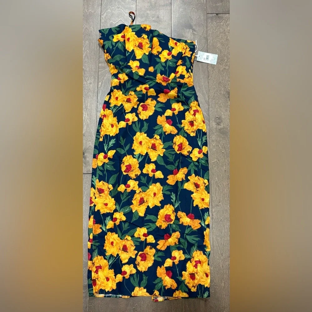 Tuckernuck Hyacinth House Navy & Marigold Floral Ruffle Margot Maxi Dress, Small - Picture 4 of 9